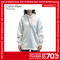 ราคา CALVIN KLEIN เสื้อสเวตเชิ้ตมีฮู้ดผู้หญิง รุ่น ZW02605 YBI สี Ivory (23264426817)