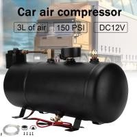 ราคา 12V Air Horns Compressor 3L 150PSI การดัดแปลงทดแทนสำหรับรถยนต์รถบรรทุกเรือรถไฟ ปั๊มลม เครื่องเติมลม พร้อมถัง 3 ลิตร (23292893667)