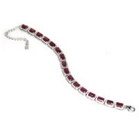 ราคา สร้อยข้อมือพลอยแท้ ทับทิม สีแดง เกรดสวย 4 x 6 mm ล้อม เพชร cz เงินแท้ 925 ชุบทองคำขาว (20952588178)