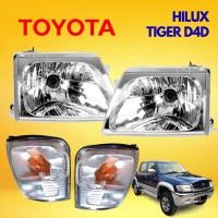 ราคา โคมไฟหน้า ไฟหน้า เสื้อไฟหน้า ไฟเลี้ยวมุม ไฟเลี้ยว ไฟมุม Toyota Hilux Tiger D4D ปี 2002 2004 โตโยต้า ไฮลักซ์ ไทเกอร์ ครบชุด 4ชิ้น ข้างซ้าย ข้างขวา มีรับประกัน 1ปี ของ Diamond แท้ คุณภาพ ราคาส่ง ราคาถูก