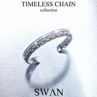 ราคา SWAN Timeless Chain 2 Rows Bangle กำไลข้อมือโซ่เงินแท้ ฝังเพชรคิวบิกเซอร์โคเนีย ดีไซน์สะดุดตา (22589742146)