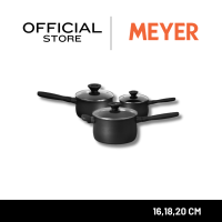 ราคา MEYER MIDNIGHT ชุดหม้อมีด้ามจับ hard anodize พร้อมฝารวม 6 ชิ้น ขนาด 16 18 20 ซม Saucepan set 85087 TE12 (15604558111)