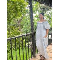 ราคา TuTTi Alice Dress ชุดเดรส ผ้าลินิน เสื้อผ้าแฟชั่นสตรี สีฟ้าสีเหลือง เสื้อผ้าแฟชั่นสตรี ชุดเดรสฟรีไซส์ (16372550957)