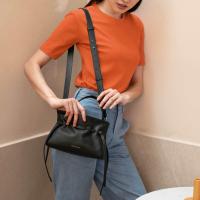 ราคา กระเป๋าหนังแท้ กระเป๋าสะพายผู้หญิงหนังเรียบนุ่ม mini Wendy Marroque in Midnight Black (9773157988)