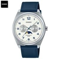 ราคา Velashop นาฬิกาข้อมือผู้ชายคาสิโอ CASIO Standard สายหนังสีน้ำเงิน หน้าปัดขาว รุ่น MTP M300L 7AVDF MTP M300L 7A MTP M300L (23162349192)