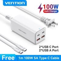 ราคา Vention 100W Gan Charger Type C USB C Fast Charger adapter iphone อะแดปเตอร์ 4 Ports Desktop with AC Cable for Macbook Pro Air iPad Pro Samsung Xiaomi Huawei Vivo Galaxy USB Charging Station USB Wall 