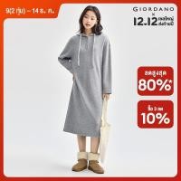 ราคา GIORDANO Women Dresses Two Tone Drawstring Windproof Hoodie Dresses Half Button Placket Simple Fashion Casual Dresses 18464506 (23227675472)