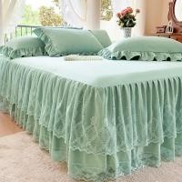 ราคา สีขาว ลูกไม้ เตียง กระโปรง ชั้นเดียวกันฝุ่นกันลื่น ฤดูร้อน เสื่อเย็นสไตล์เจ้าหญิงผ้าคลุมเตียงป้องกันรอยสกปรก (20779790934)