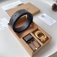 ราคา new style 2024 for Men Belts official Store Authentic Original Fashion Accessories F64839 Gold button down Leather High Quality Product Accessories Size 120 in length and 3 8 in width (22511919682)