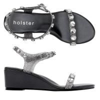 ราคา Holster Halo Wedge Clear Graphite Glitter HST466CGG รองเท้าแตะส้นสูง (22434318426)