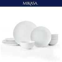 ราคา Mikasa Chalk 12 Piece Porcelain Dinner Set White Dinnerware Serve for 4 4x Dinner Plates 4x Side Plates and 4x Cereal Bowls Microwave Dishwasher Safe (21448026002)