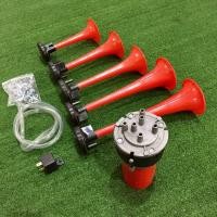 ราคา แตร แตรลม แตรลมไฟฟ้า 5 ปากสีแดง vintage classic 12V เสียงเพราะ ดังมาก (7229266704)