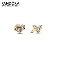 ราคา Pandora Heart 14k gold plated stud earrings (22606728633)