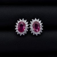 ราคา ต่างหูพลอยทับทิม Natural Ruby สีชมพูแดงสวยมาก ล้อมด้วยเพชรCZ ตัวเรือนเงินแท้ 92 5 ชุบทองคำขาว สินค้ามีใบรับประกัน (13442822349)