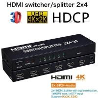 ราคา HDMI 2 In 4 Out 4K 2K 3D 1080p HDMI Splitter 2x4 HD HDMI Switch Switcher 4Kx2K High Definition Video HDMI Distributor (356397942)