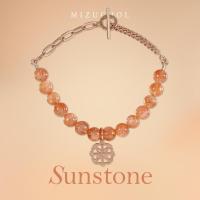 ราคา Mizuchol กำไลเงินแท้ชุบ Rose Gold ประดับพลอย Sunstone ตรงกลางห้อยจี้ Peony รุ่น Rain Kissed Peony Bracelet (23166814364)