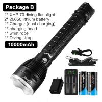 ราคา HaixnFire ไฟฉายกันน้ำ DV63ใต้น้ำไฟฉายดำน้ำ XHP70 LED ดำน้ำตะเกียงตั้งแคมป์7000ลูเมน (19253240298)