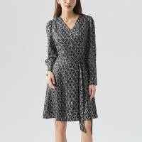ราคา ESPADA เชิ้ตเดรสพิมพ์ลายโลโก้ ผู้หญิง สีดำ I V neck Dress with Monogram Print I 04972 (23092085057)