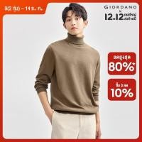 ราคา GIORDANO Men Sweaters 100 Cotton 12 Gauge Knit Sweaters Turtleneck Solid Color Simple Basic Fashion Casual Sweaters 18054621 (22669889178)