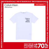 ราคา CALVIN KLEIN เสื้อยืดคอกลมแขนสั้นผู้ชาย ทรง Regular Euphoria รุ่น J325680 YAF สีขาว (22461757119)