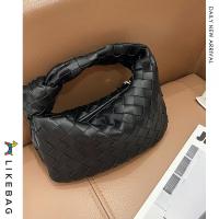 ราคา LIKEBAG กระเป๋าสานแฟชั่นแบบออริจินัลหนัง PU ซิปกระเป๋าทอมือแท้สำหรับผู้หญิง (13140336045)