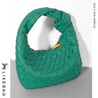 ราคา LIKEBAG กระเป๋าสานแฟชั่นแบบออริจินัลหนัง PU ซิปกระเป๋าทอมือแท้สำหรับผู้หญิง (13140336046)