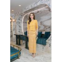 ราคา ส่งฟรี ชุดไทยเรือนต้น ผ้าทอลายสวยหรู สีเหลืองทอง ชุดเข้าเซ็ทงานแยกชิ้น ผ้าถุงตัดสำเร็จ สวยหรูหรา ชุดไทยประยุกต์ ชุดไทยใส่ออกงานสวย (21572429529)
