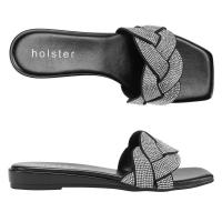 ราคา Holster Anastasia Low Wedge Black HST461BL รองเท้าแตะส้นสูง (22571109828)