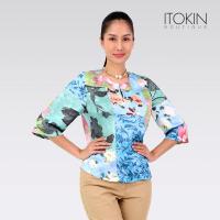 ราคา ITOKIN เสื้อเบลาส์ผ้าซาตินทอเพิ่มมิติ SPLIT NECK SOFT W5B165 (22370637820)