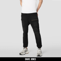 ราคา DAVIE JONES กางเกงจ็อกเกอร์ ยีนส์ เอวยางยืด ขาจั๊ม สีดำ Drawstring Denim Joggers GP0097BK (22680056605)