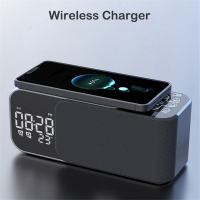 ราคา zhangwen Digital Stereo FM Radio Alarm Clock Night Light Bluetooth Speaker 10W Wireless Charger (21690127237)