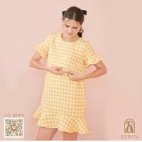 ราคา Ririn Houndstooth Ruffle Dress ชุดคลุมท้อง ชุดให้นม (21541922744)