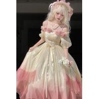 ราคา เรียบหรู กุหลาบสีชมพูค่อยเป็นค่อยไป โลลิต้า เดรส เจ้าหญิงนางฟ้า กระโปรง ผ้าชีฟอง งานแต่งงาน ชุดราตรี หวาน สไตล์สูง เอว ซิป แขนสั้น (20416982281)