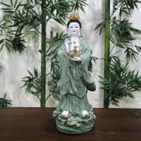 ราคา สวย เจ้าแม่กวนอิมยืนบัวคู่ มือถือแจกันกับต้นหลิว งานกระเบื้องเกรดA มี 4 สี ขนาด 16 20 นิ้ว (15745140793)