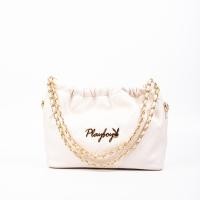 ราคา Playboy Kanom Jeeb Womens Bag กระเป๋าสะพายข้างผู้หญิง รุ่น ST B234PB542 ดีไซน์ทรงขนมจีบรูดสายโซ่ มี 2สี สีดำและสีน้ำตาล (23385962408)