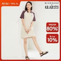 ราคา GIORDANO Women Dresses 100 Cotton Contrasting Raglan Sleeve Polo Dresses Zip Placket Embroidery Fashion Casual Dresses 05464457 (21693450308)