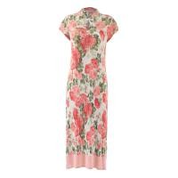 ราคา 2113 2 One Size 45 75kg New Chinese Style Pleated Print Cheongsam WomenS Summer Short Sleeve Waist Controlled Sheath Dress (22036173369)