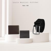 ราคา Giftset Louis Montini ชุดกิฟท์เซต กระเป๋าหนังแท้ เข็มขัดหนังแท้ เหมาะสำหรับของขวัญ กระเป๋าผู้ชาย VTLM (18282253765)