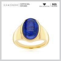 ราคา Gemondo แหวนผู้ชายเงินแท้ 925 ชุบทอง 18K ประดับหินลาพิสลาซูลี Lapis Lazuli สีน้ำเงิน คลาสสิค แหวนหิน แหวนพลอย (10053696191)