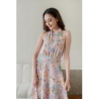 ราคา PD227 MIDI DRESS เดรสผ้าชีฟอง คอกลม แขนกุด ต่อขอบเอว กระโปรงบานย้วย (22246139984)