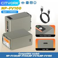 ราคา Cityork NP FV100A NP FV100 FV100 แบตเตอรี่พร้อมอินพุตการชาร์จ USB Type C สำหรับ Sony NP FV30 NP FV50 NP FV70 SX83E SX63E FDR AX100 (22617094100)