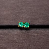 ราคา ต่างหูพลอยมรกตโคลัมเบีย Emerald ตัวเรือนเงินแท้92 5 ชุบทอง พลอยขนาด 3 มิล พลอยแท้ จากประเทศโคลัมเบีย (8995982444)