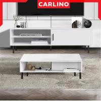 ราคา MR CARLINO SNOW SERIES TV Cabinet ชั้นวางทีวี โต๊ะวางที่วี โต๊ะหน้าทีวี ทีวี ห้องรับแขก ชั้นวาง มีให้เลือก 4 FT 6 FT Adjustable Height TV Cabinet with Storage White Color (17395986934)