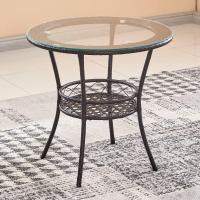 ราคา โต๊ะสนามกระจก โต๊ะกาแฟกลางแจ้ง Patio Round Bistro Table กลม Metal Frame Tempered Glass Top For Balcony Backyard Lawn Balcony Pool (20456227466)