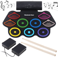 ราคา ชุดกลองซิลิโคนหลากสีแบบพกพา พร้อม CD เดโม่ กระเดื่อง และไม้กลอง Colorful Portable Roll Up Electronic Drum Set 9 Silicon (2672942321)