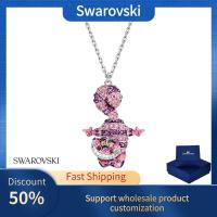 ราคา Duty Free Genuine Swarovski S925 sterling silver crystal jewelry for women Alice in Wonderland Pendant Cat Pink Rhodium Plated (22723441764)