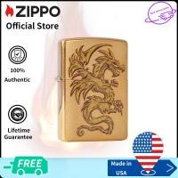 ราคา Zippo Dragon Design Brushed Brass Lighter Zippo 29725 Lighter Without Fuel Inside การออกแบบมังกร ไฟแช็กไม่มีเชื้อเพลิงภายใน (14117024292)