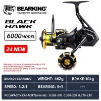 ราคา 902 Bearking New Saltwater Fishing Reel B Hawk 3000 6000 5 1BB Bearings Max Drag 10KG With 5 2 1 Metal Spinning Wheel Waterproof Reel (22677962218)