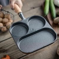 ราคา Nonstick Egg Frying Pan 3 Section Square Grill Pan Divided Frying Pan for Breakfast for Gas Stove Induction 7 3 inch Black (18219249056)