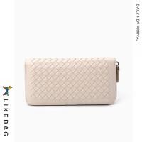 ราคา LIKEBAG หนังสานกระเป๋าสตางค์ยาวซิ๊ปการ์ดสำหรับสตรี (9579022879)